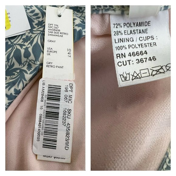 Antonio Melani‎ Liberty of London Triangle Bikini Set Sz 10/12 Bluish Gray - Picture 8 of 8